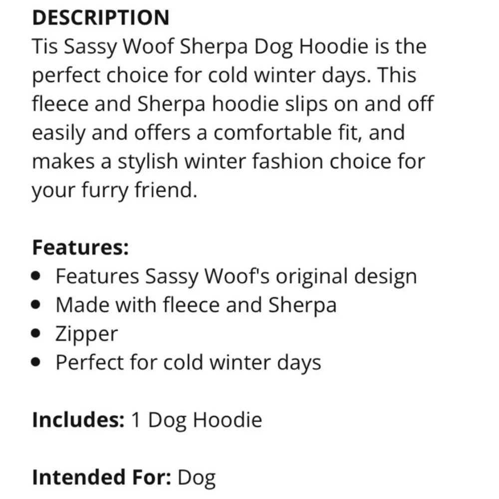 Sassy Woof White Sherpa Winter Dog Bear Ears Hoodie - Size Small